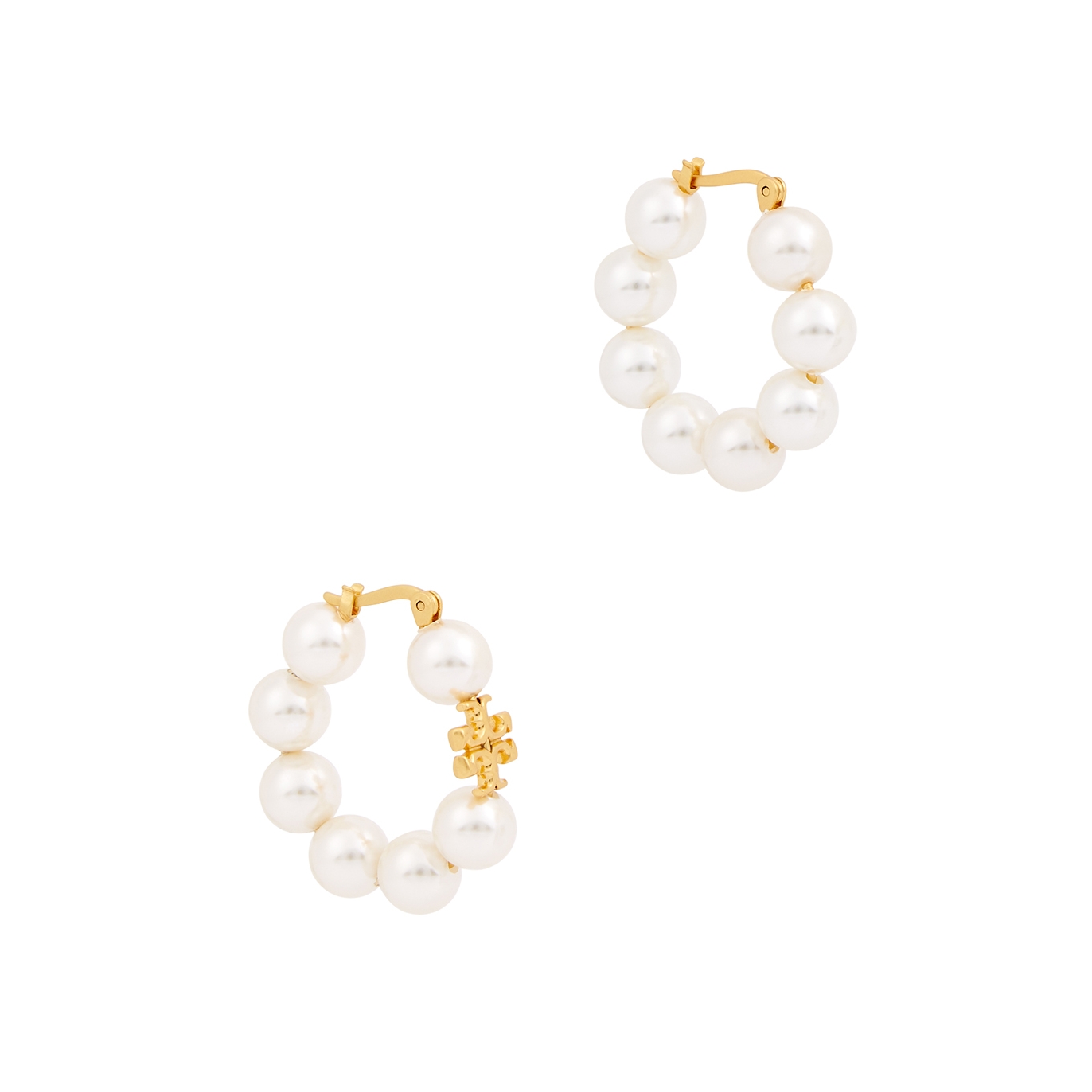 Tory Burch Kira Faux Pearl-embellished Hoop Earrings - Gold - One Size