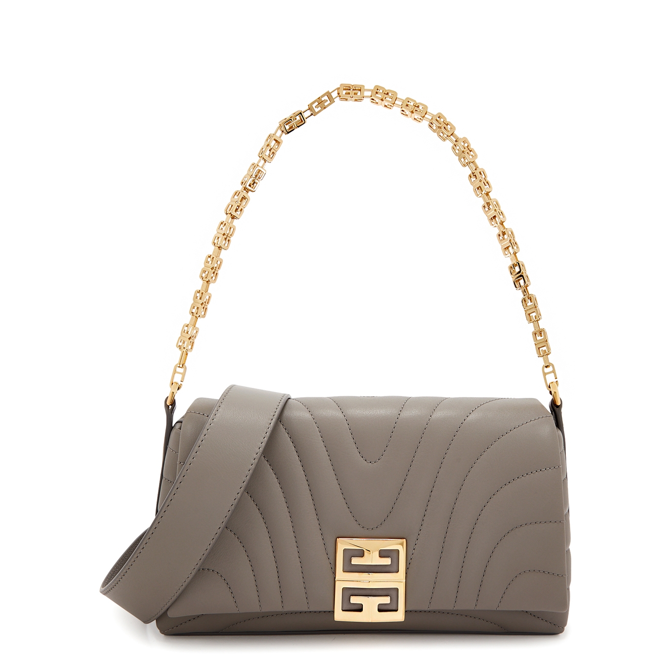 Shop Givenchy 4g Quilted Leather Shoulder Bag In Grey