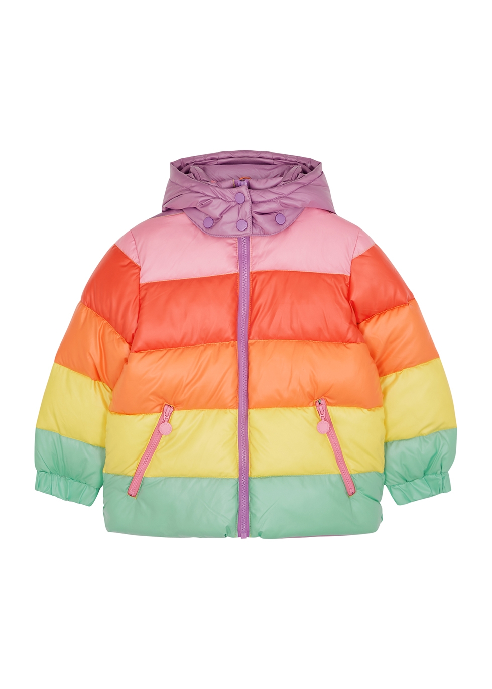 Stella McCartney KIDS Rainbow striped quilted shell jacket - Harvey Nichols
