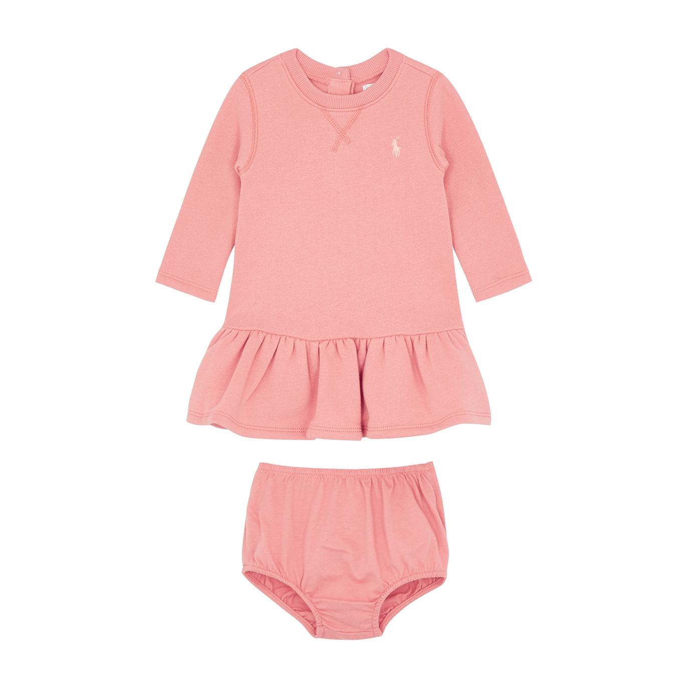 Polo Ralph Lauren Kids Pink Logo Stretch-cotton Dress Set - 9 Months