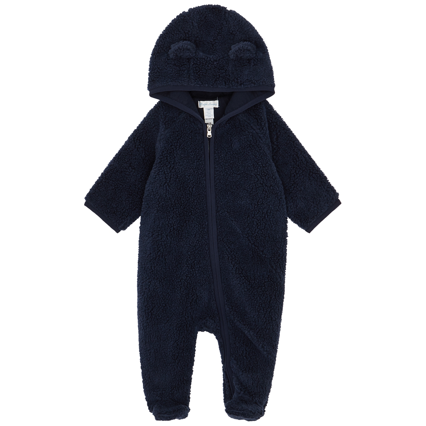 Polo Ralph Lauren Kids Navy Hooded Fleece Babygrow - Navy Blue