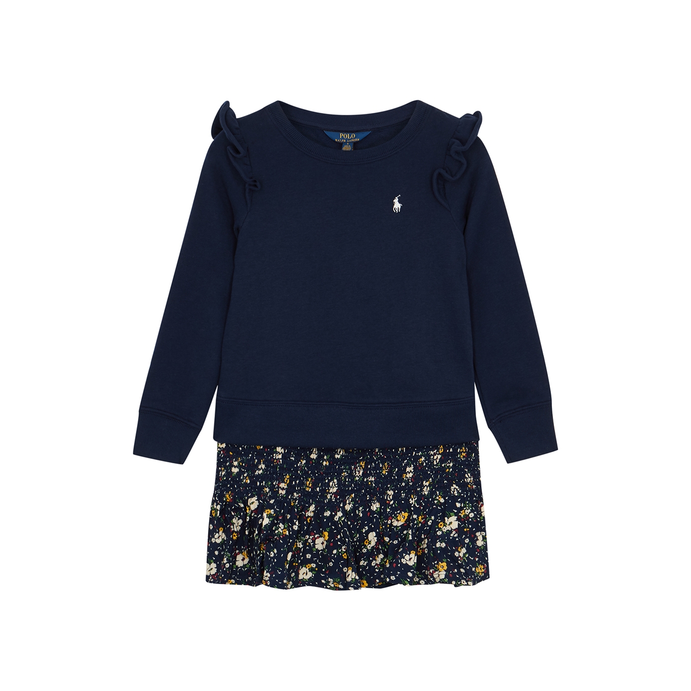Polo Ralph Lauren Kids Navy Layered Cotton-blend Sweatshirt Dress (3-6 Years) - Navy & Other