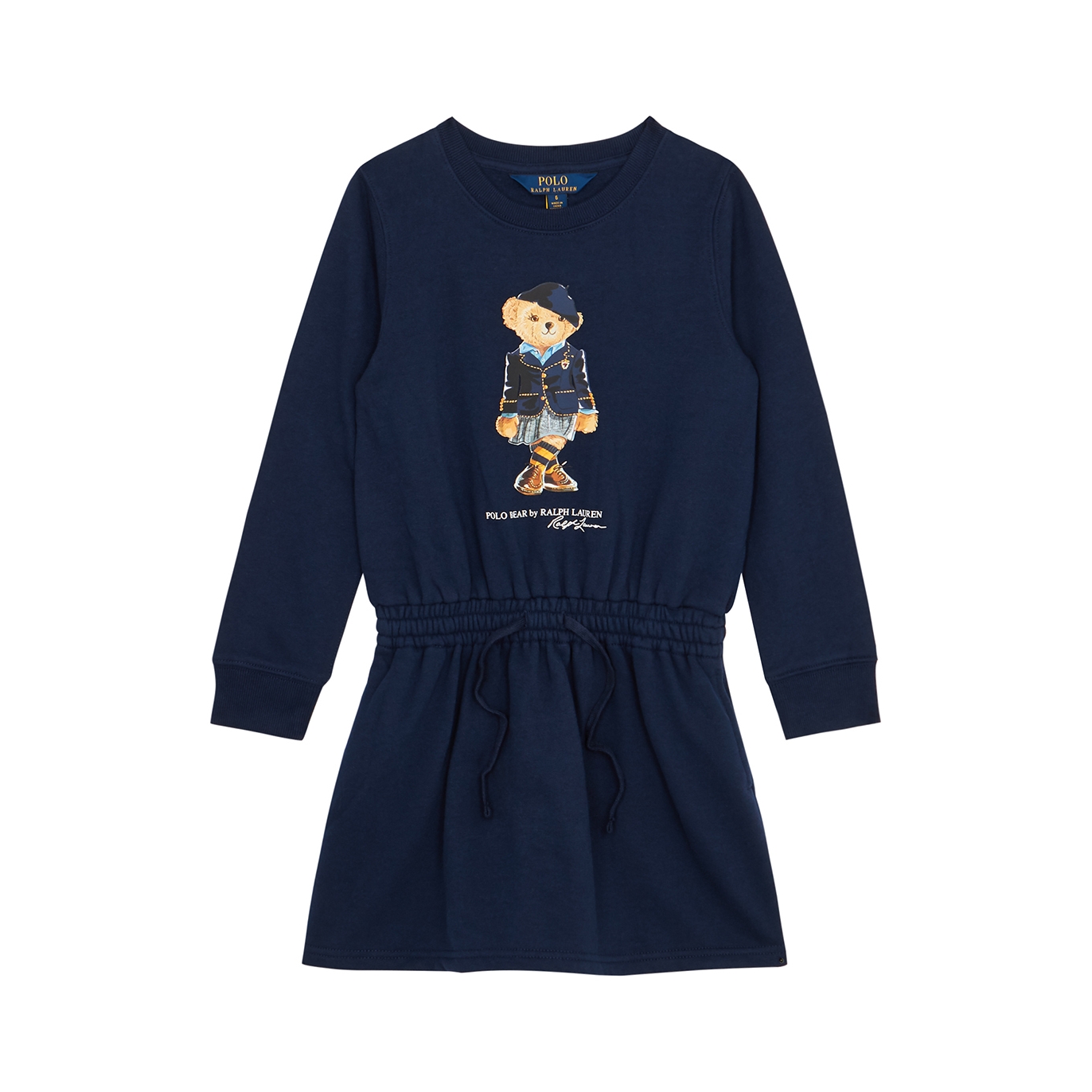 Polo Ralph Lauren Kids Navy Bear-print Cotton-blend Sweatshirt Dress (1.5-6 Years)