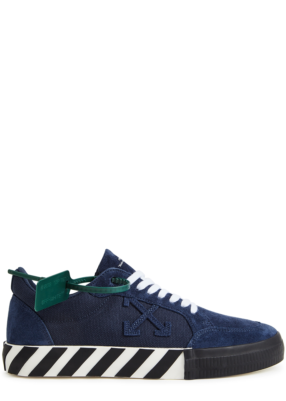Vulcanized navy panelled suede sneakers