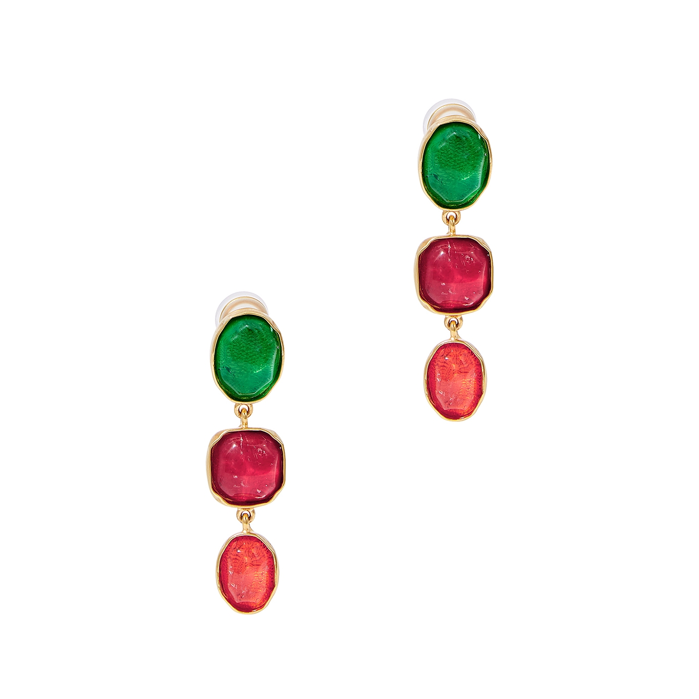 Goossens Cabochons 24kt Gold-dipped Clip-on Drop Earrings - One Size