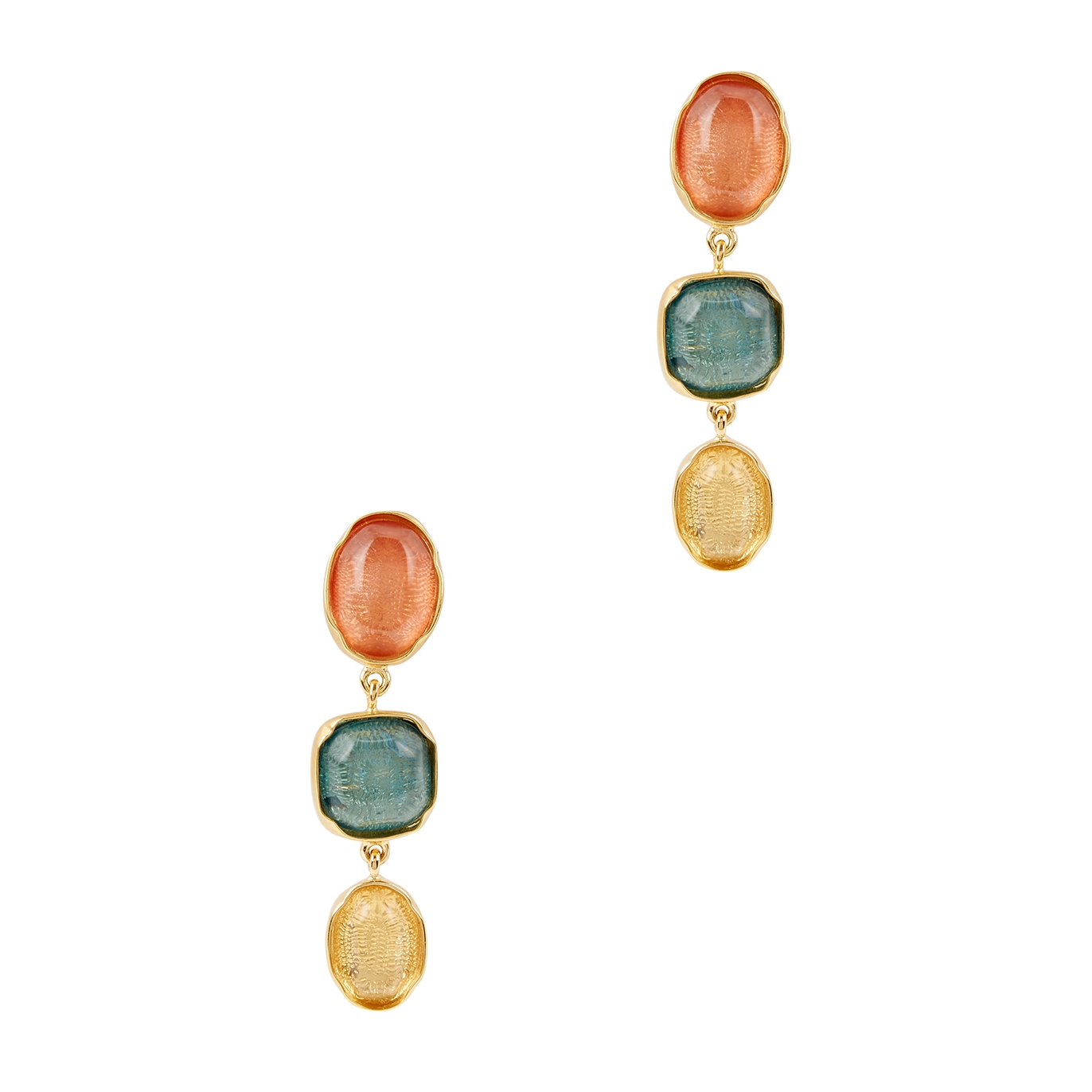 Goossens Cabochons 24kt Gold-dipped Clip-on Drop Earrings - Multicoloured - One Size