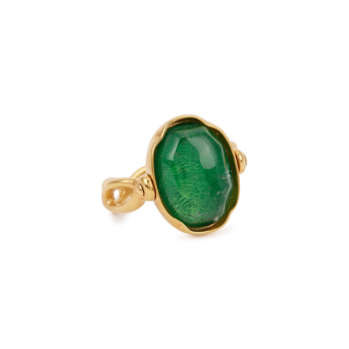 Goossens Cabochons Oval 24kt Gold-dipped Ring - Green - 53