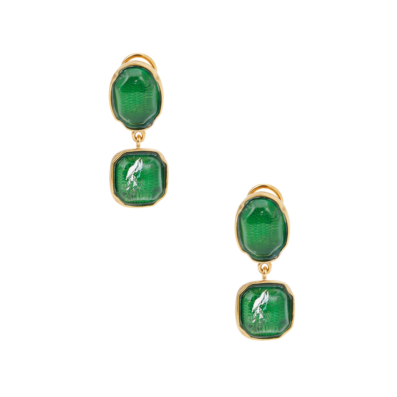 Goossens 24kt Gold-dipped Clip-on Drop Earrings - Green - One Size