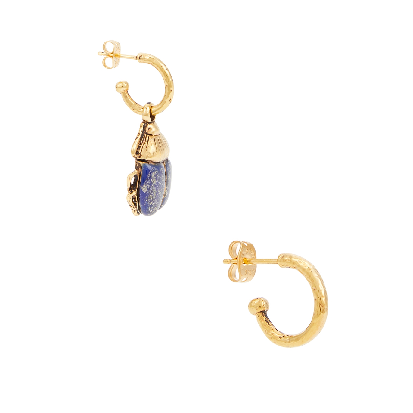 Goossens Talisman Beetle 24kt Gold-dipped Hoop Earrings - Blue - One Size