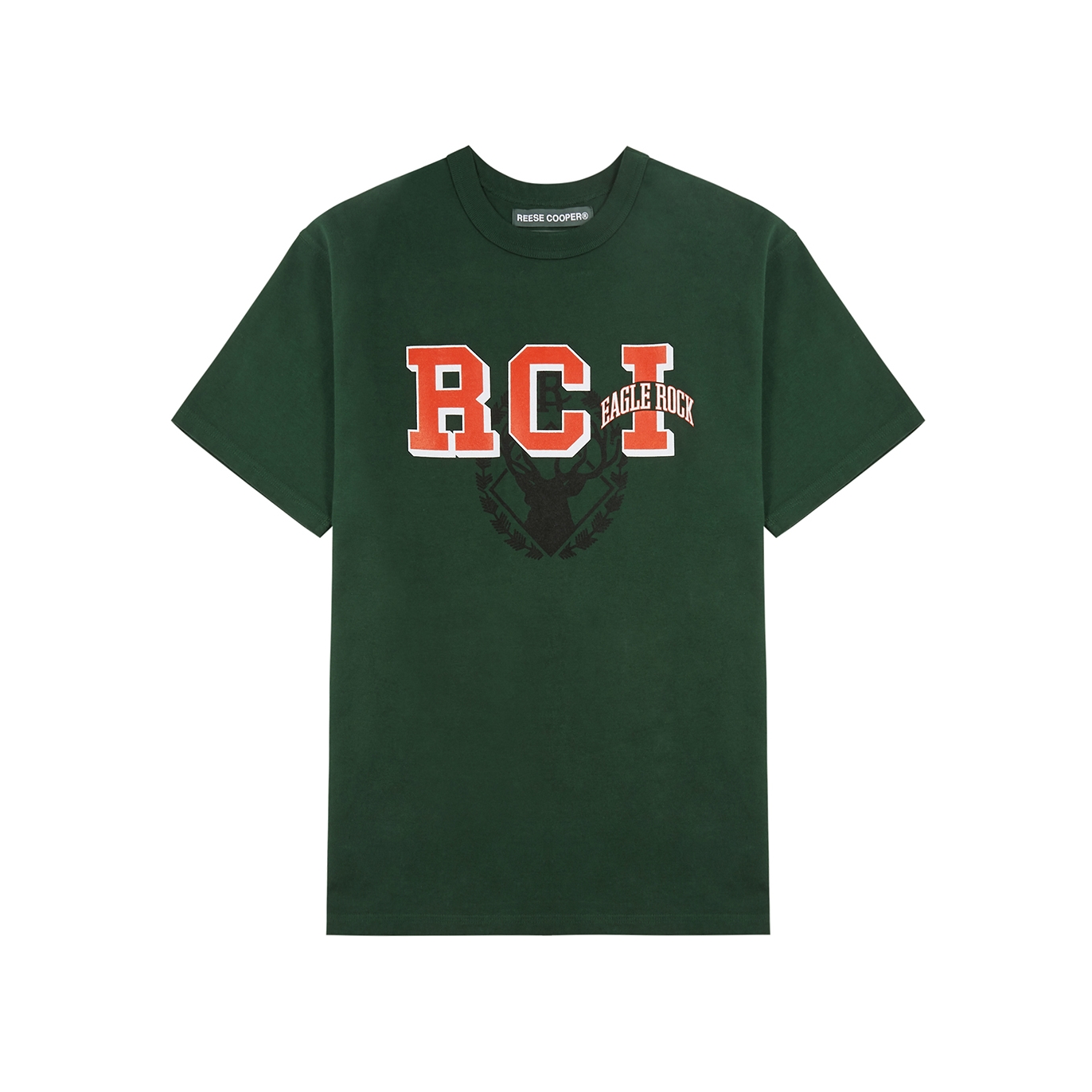 Reese Cooper Collegiate Green Logo Cotton T-shirt - L