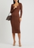 VB Body brown stretch-knit midi dress - Victoria Beckham