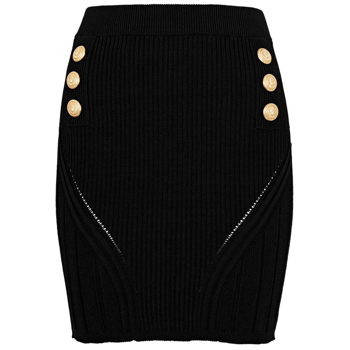 Balmain Black Ribbed-knit Mini Skirt