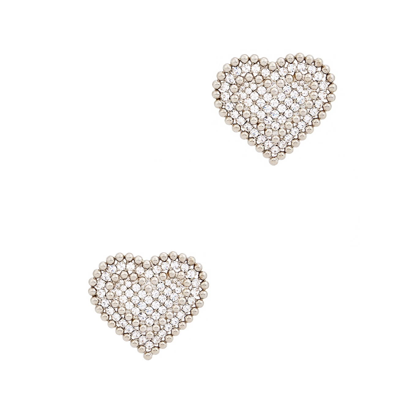 Alessandra Rich Crystal-embellished Heart Clip-on Earrings - Silver - One Size