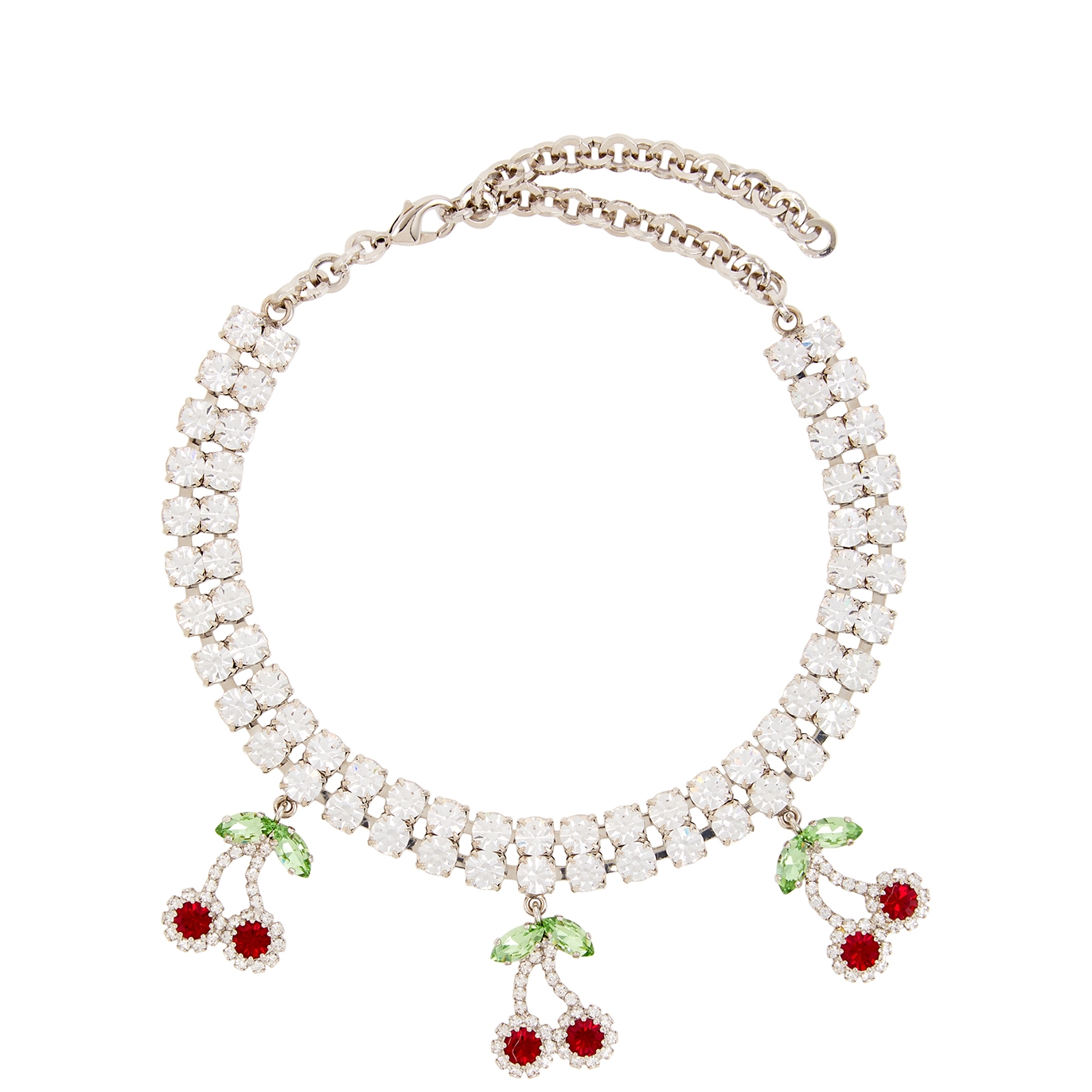 Alessandra Rich Crystal-embellished Cherry Choker - Silver - One Size
