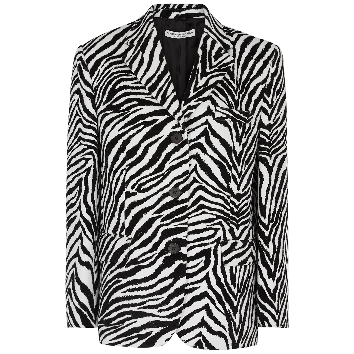 Alessandra Rich Monochrome Zebra-print Velvet Blazer