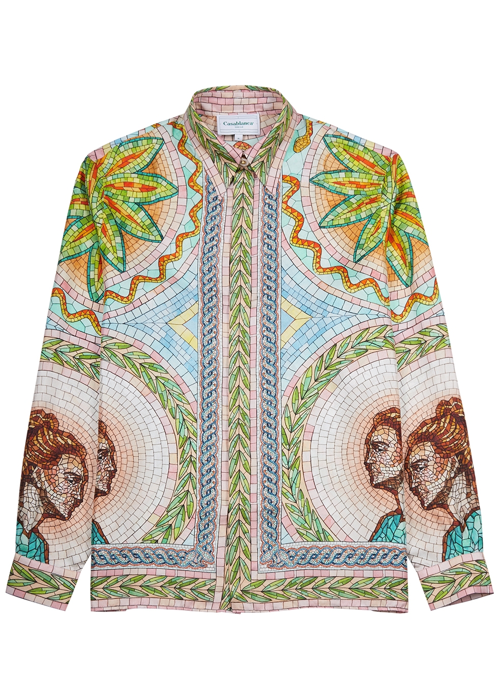 Mosaics Grecques printed silk-twill shirt