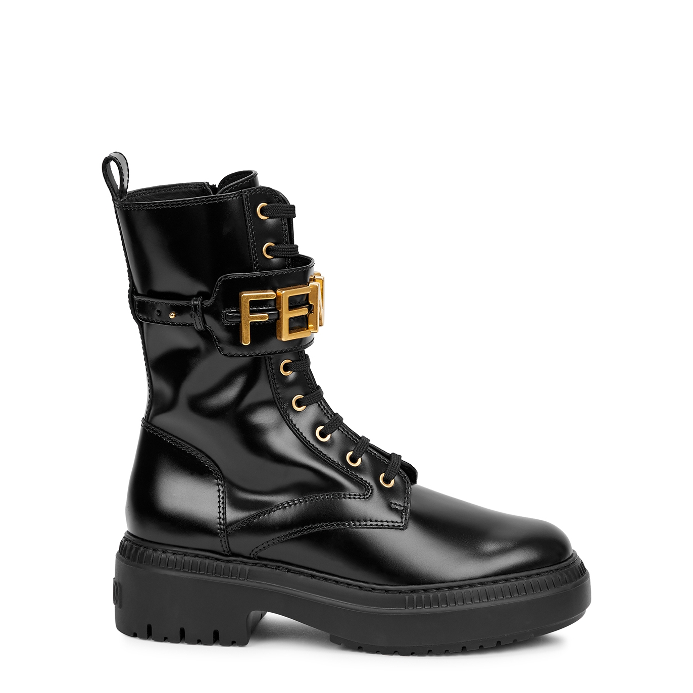 Fendi Fendigraphy logo leather combat boots - Harvey Nichols