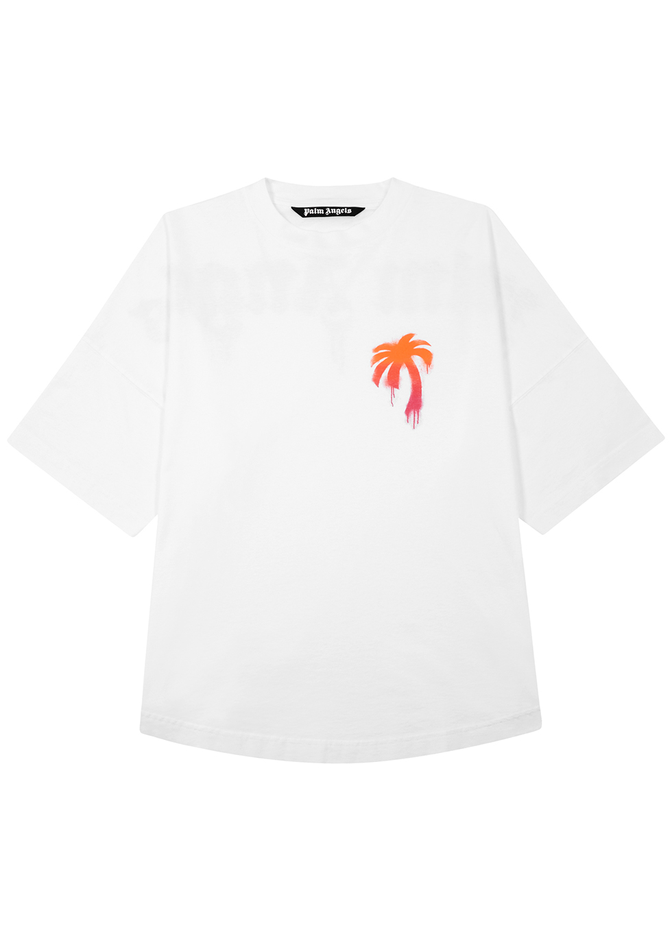 Palm Angels White sprayed print cotton T-shirt - Harvey Nichols