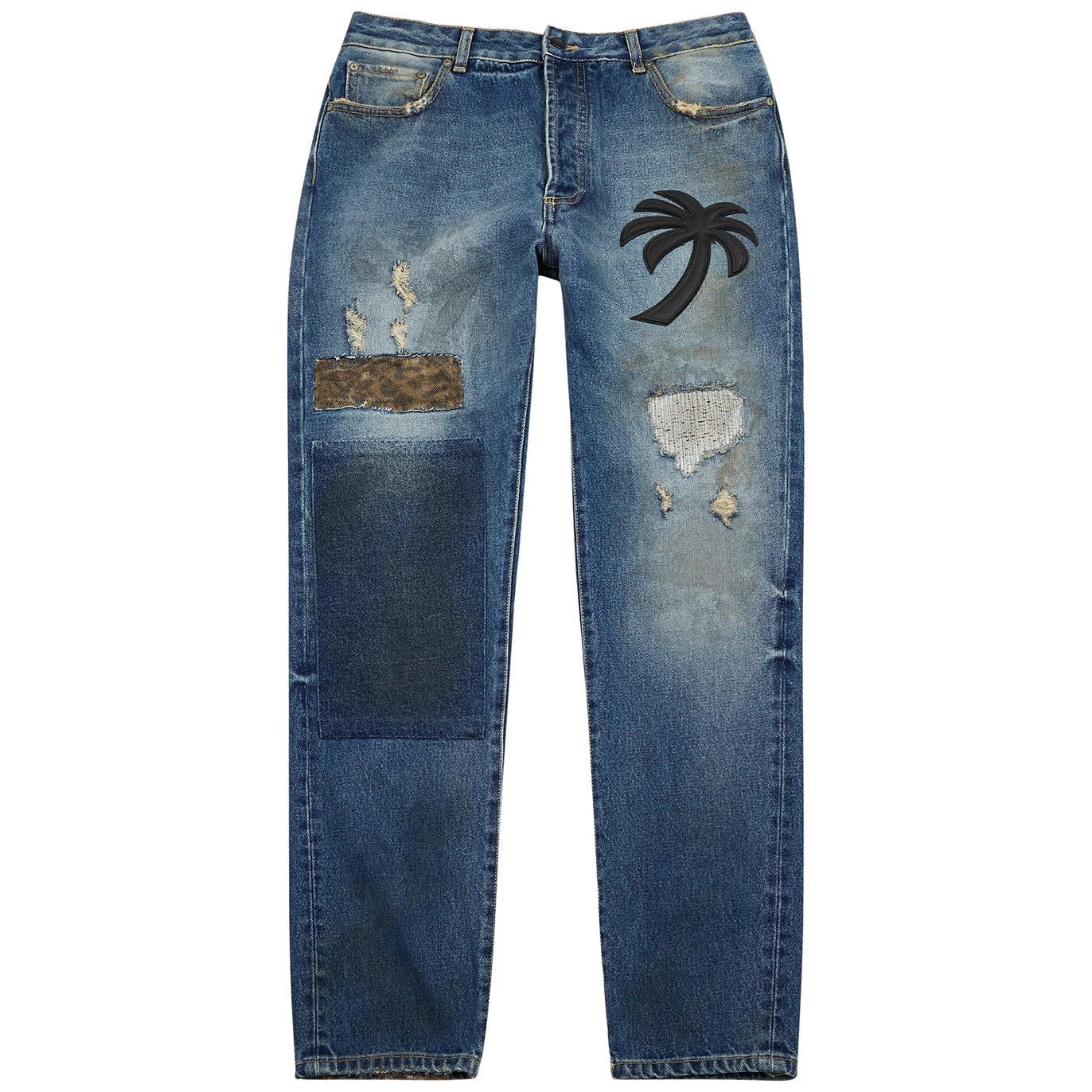 Palm Angels Blue Distressed Jeans - W34