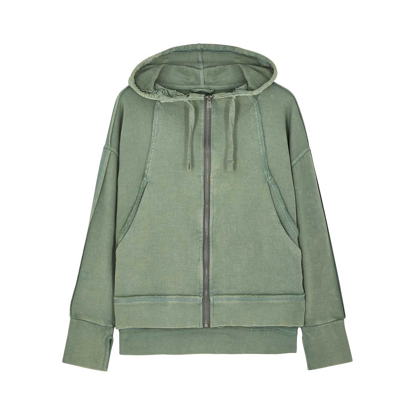 Free People Movement Only One Green Hooded Cotton Sweatshirt - Dark Green - XS