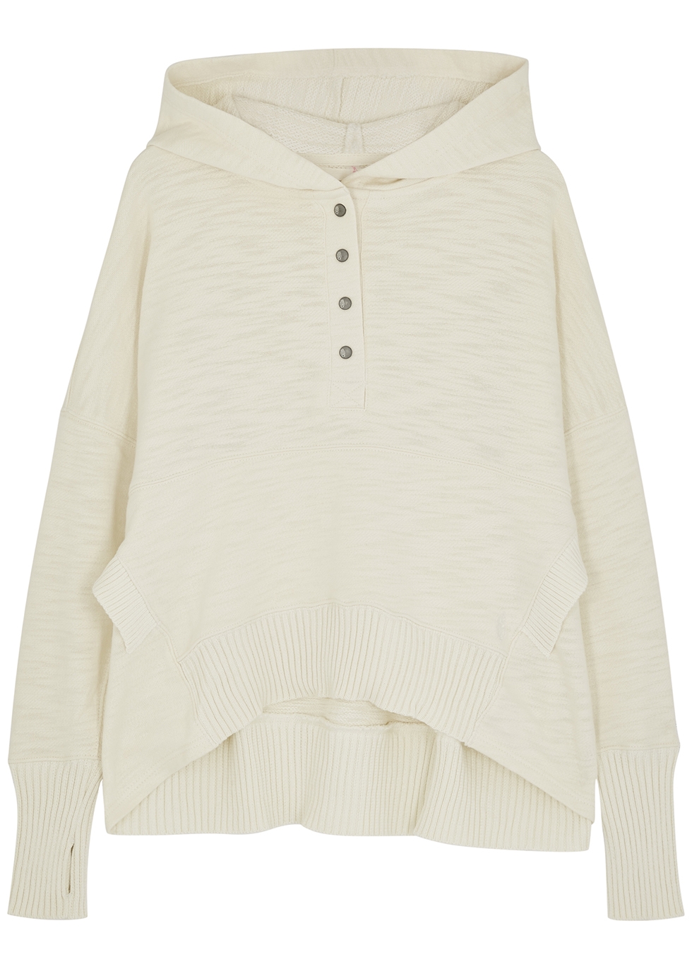 Solid Honey Dove cream hooded cotton sweatshirt