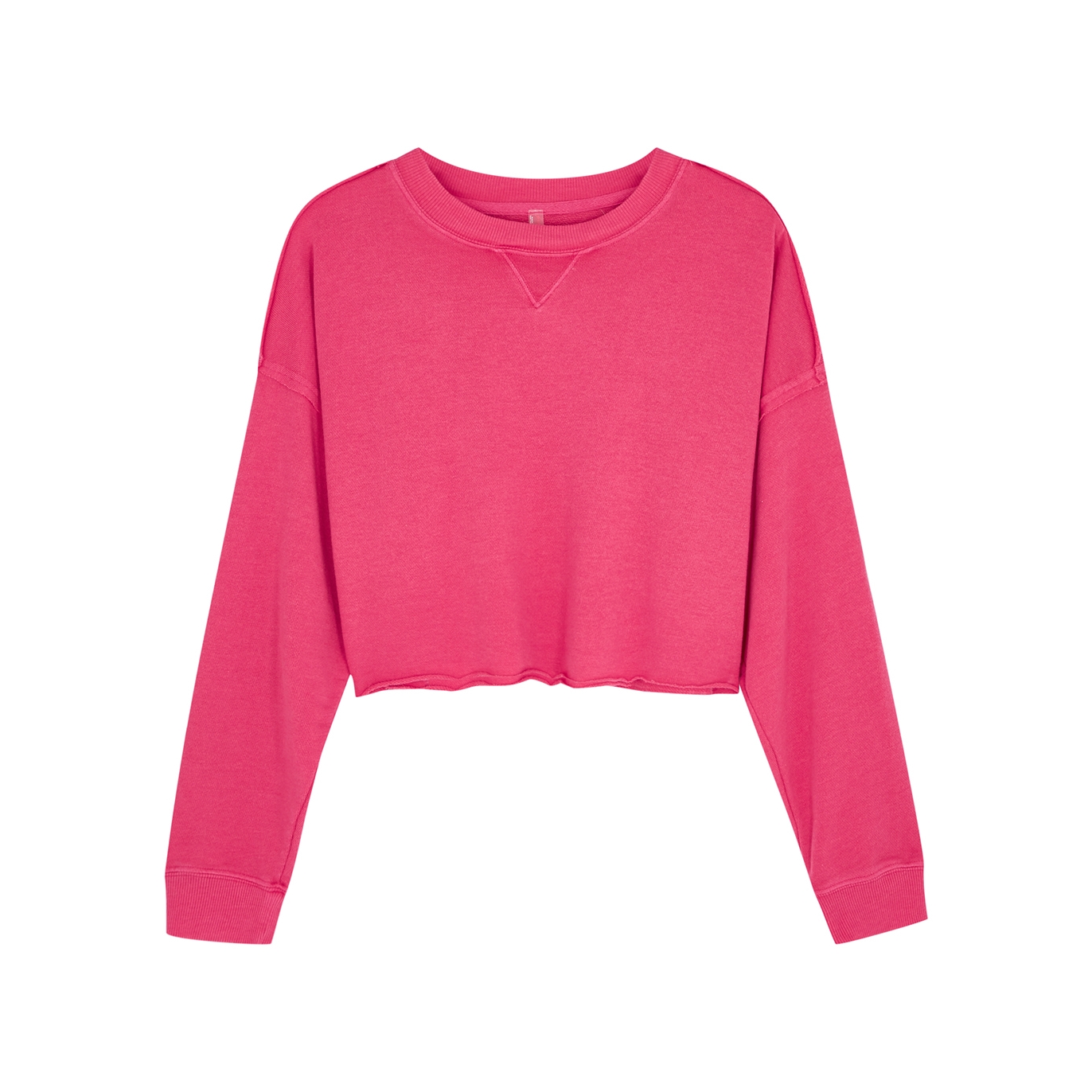 Free People Movement Cut It Out Pink Cropped Cotton-blend Sweatshirt