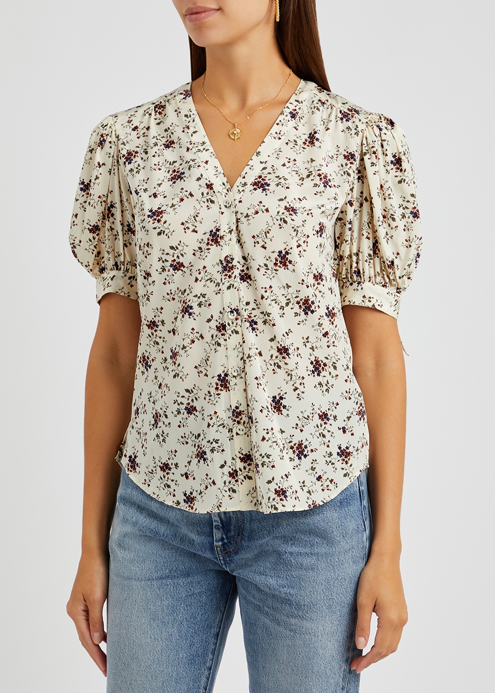 Harvey Nichols Women Clothing Blouses Gizela floral-print stretch-silk blouse 