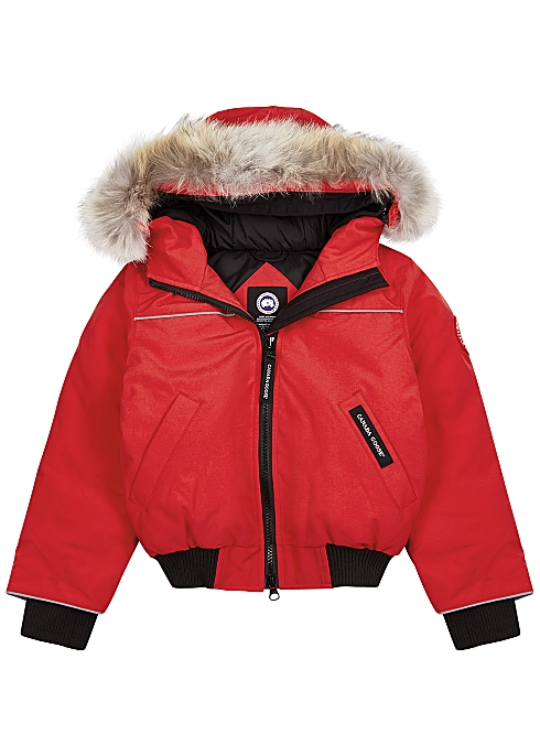Goose KIDS Grizzly fur-trimmed red Arctic-Tech bomber (2-6 years) - Nichols