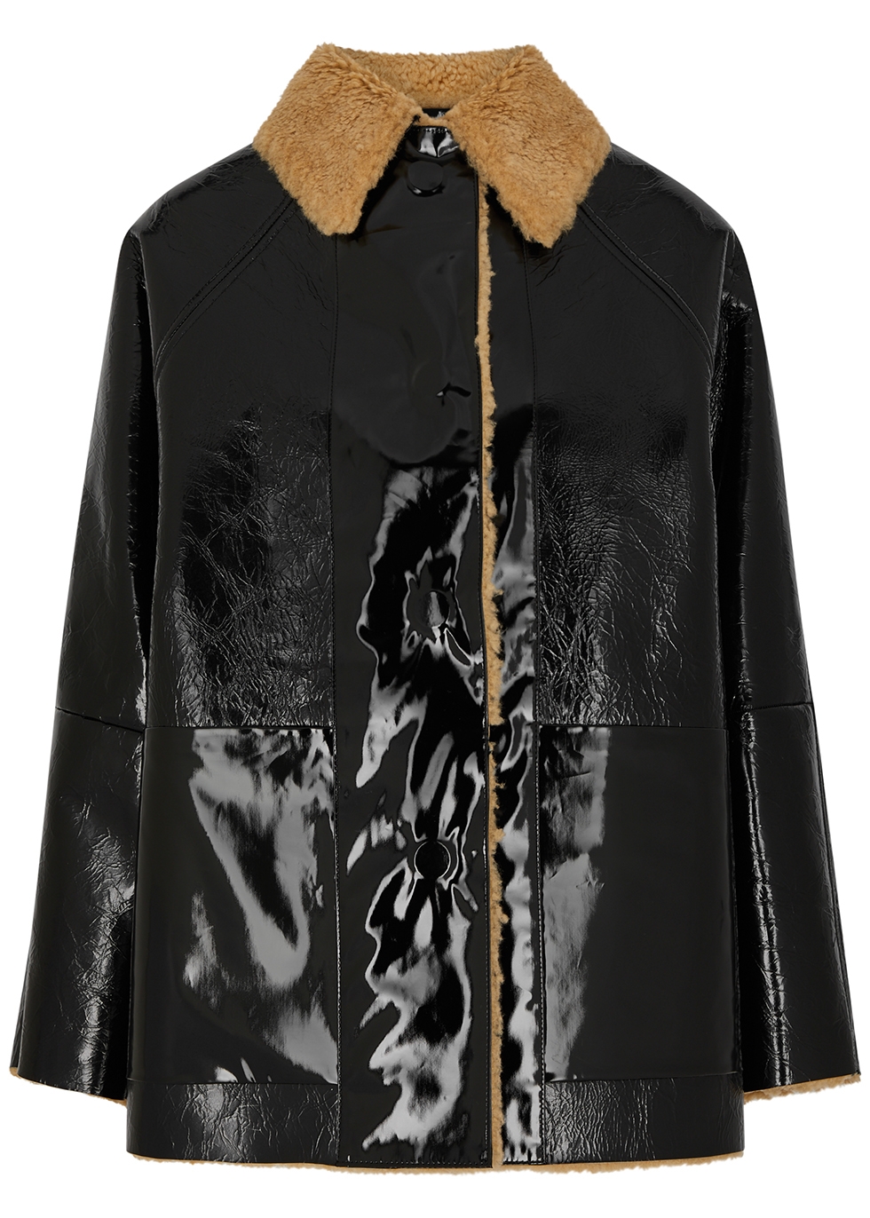Kassl Editions Shearling-trimmed patent leather jacket - Harvey Nichols