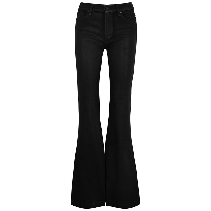 PAIGE GENEVIEVE BLACK COATED FLARED JEANS
