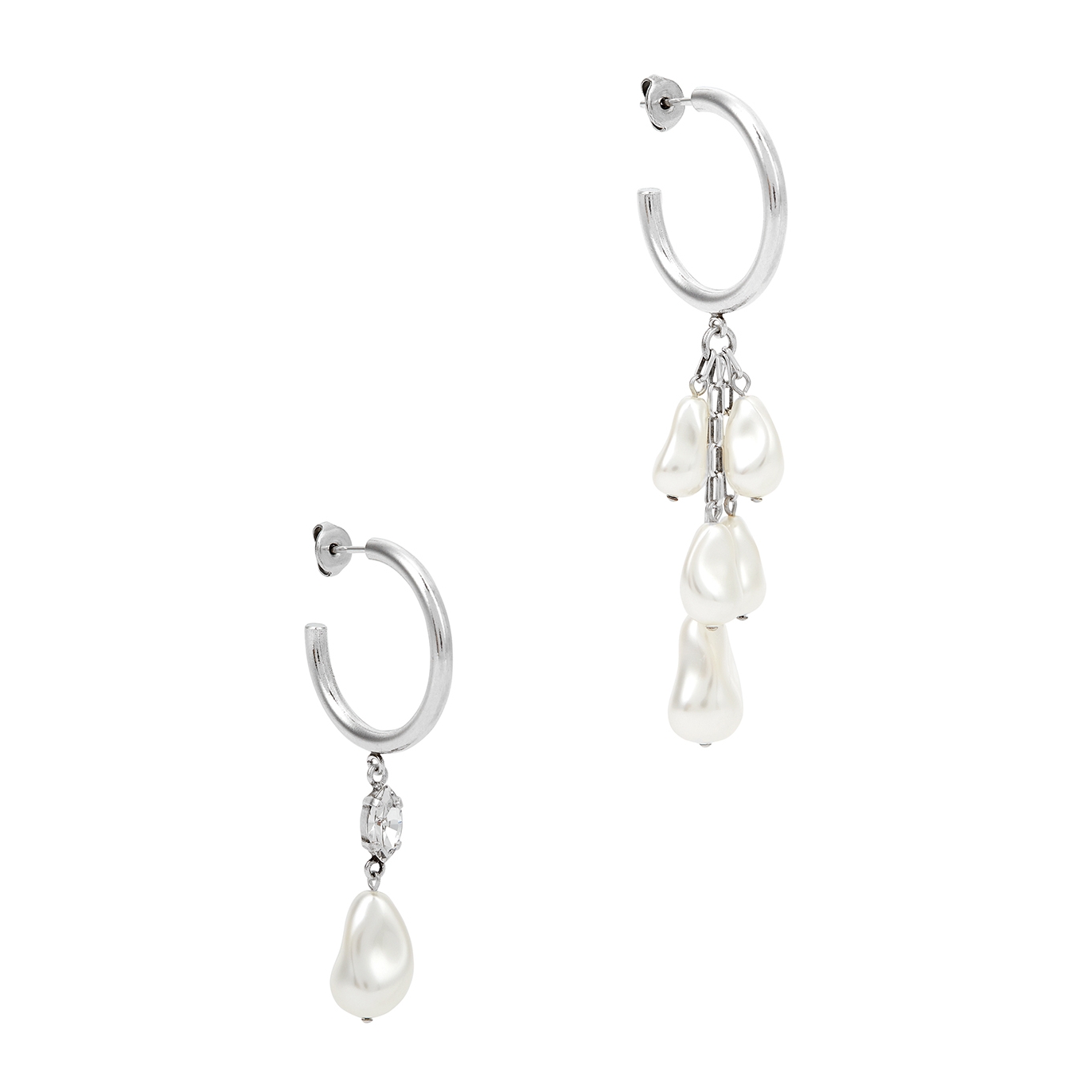 Isabel Marant Asymmetric Pearl-embellished Hoop Earrings - One Size