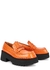 Orange crocodile-effect leather platform loafers - Marni