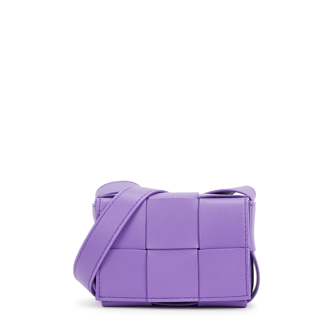 Bottega Veneta Candy Cassette Intrecciato Mini Leather Cross-body Bag - Purple