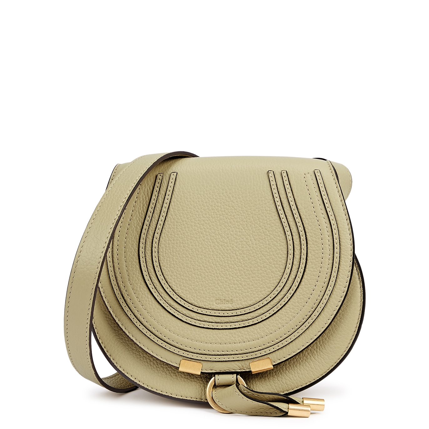 Chloé Marcie Small Taupe Leather Saddle Bag - Nude