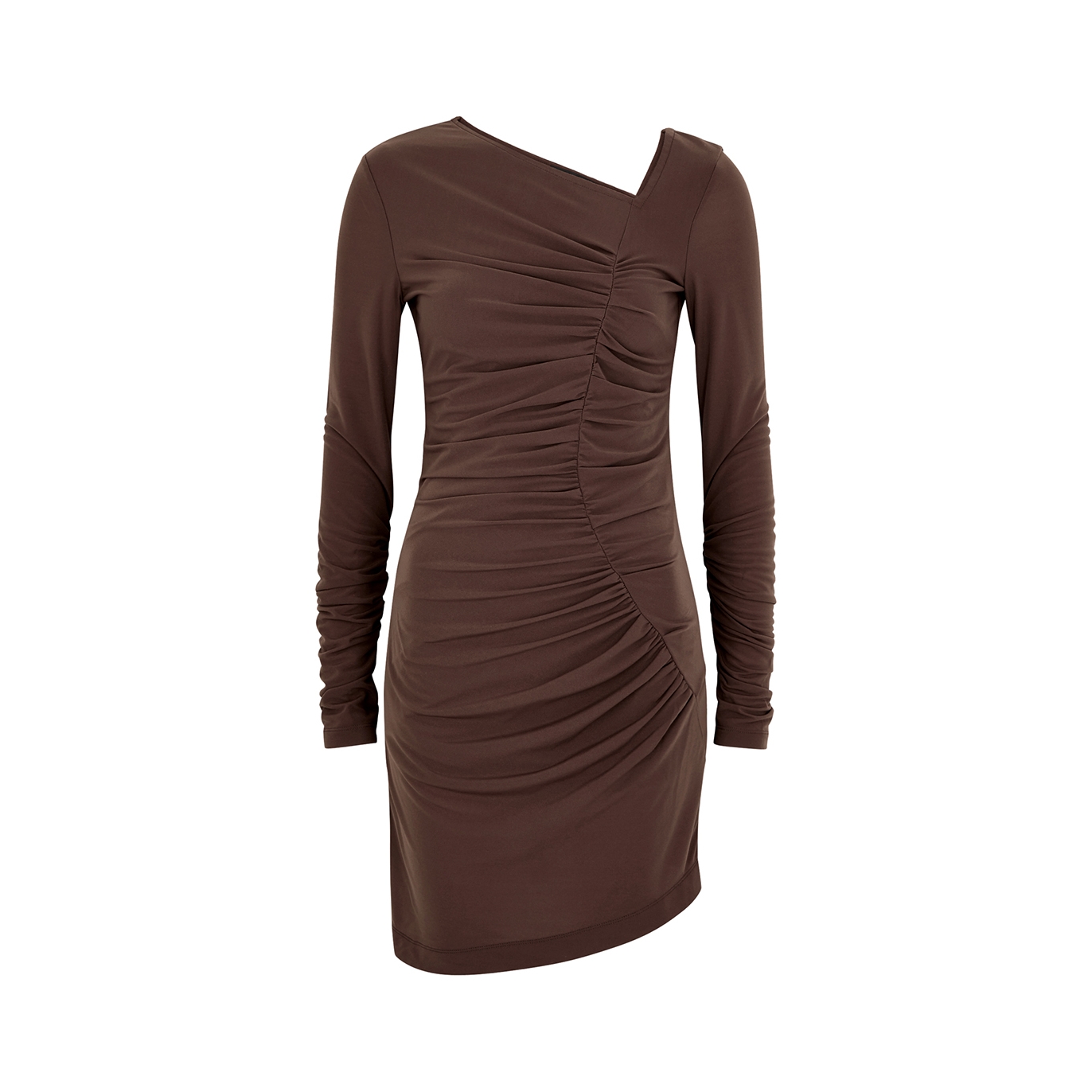Helmut Lang Twist Asymmetric Jersey Mini Dress - Brown - M