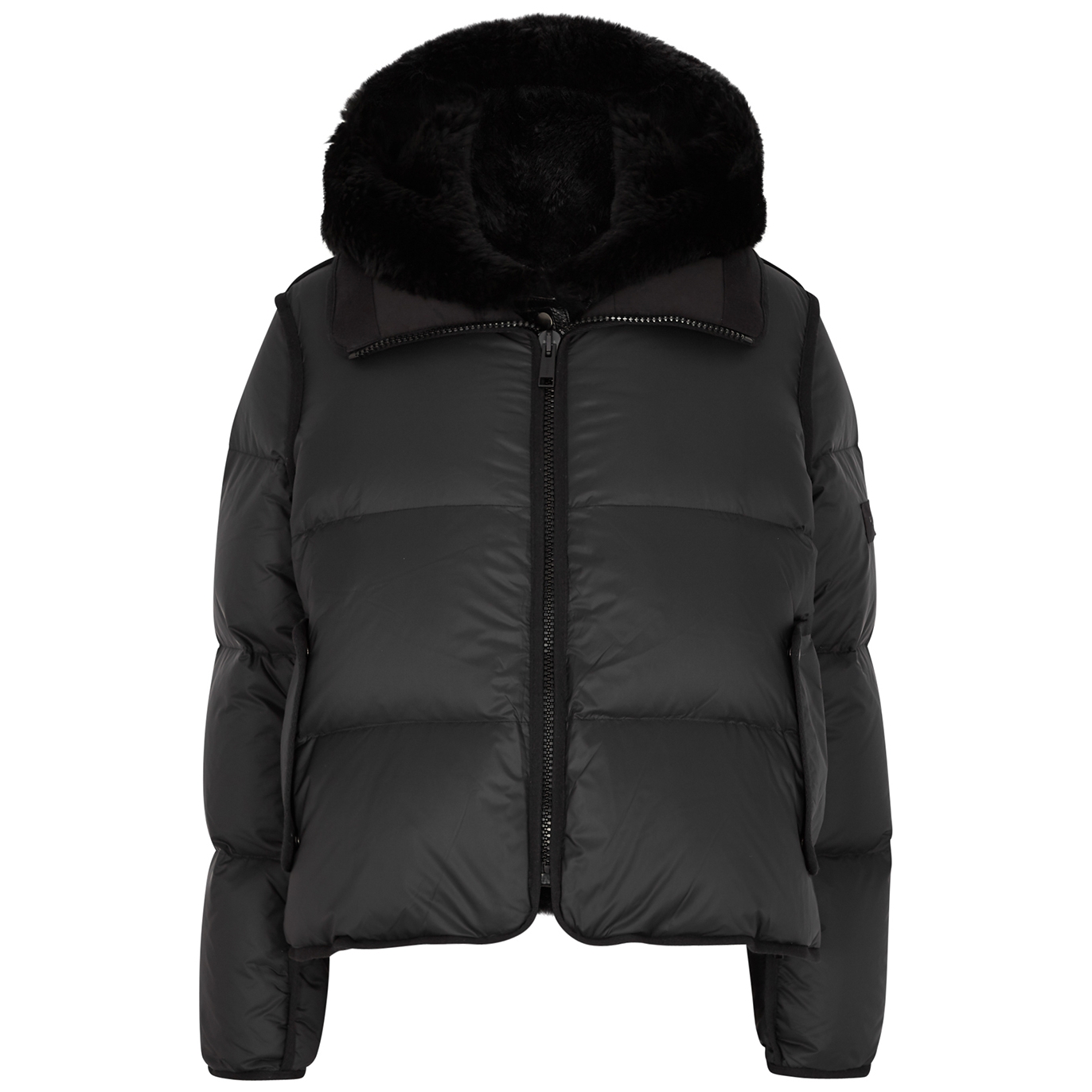 Yves Salomon Army Black Fur-trimmed Quilted Shell Jacket - 8