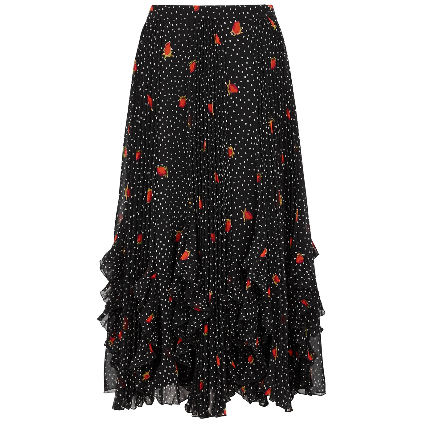 Diane Von Furstenberg Effie Black Printed Chiffon Midi Skirt - 14