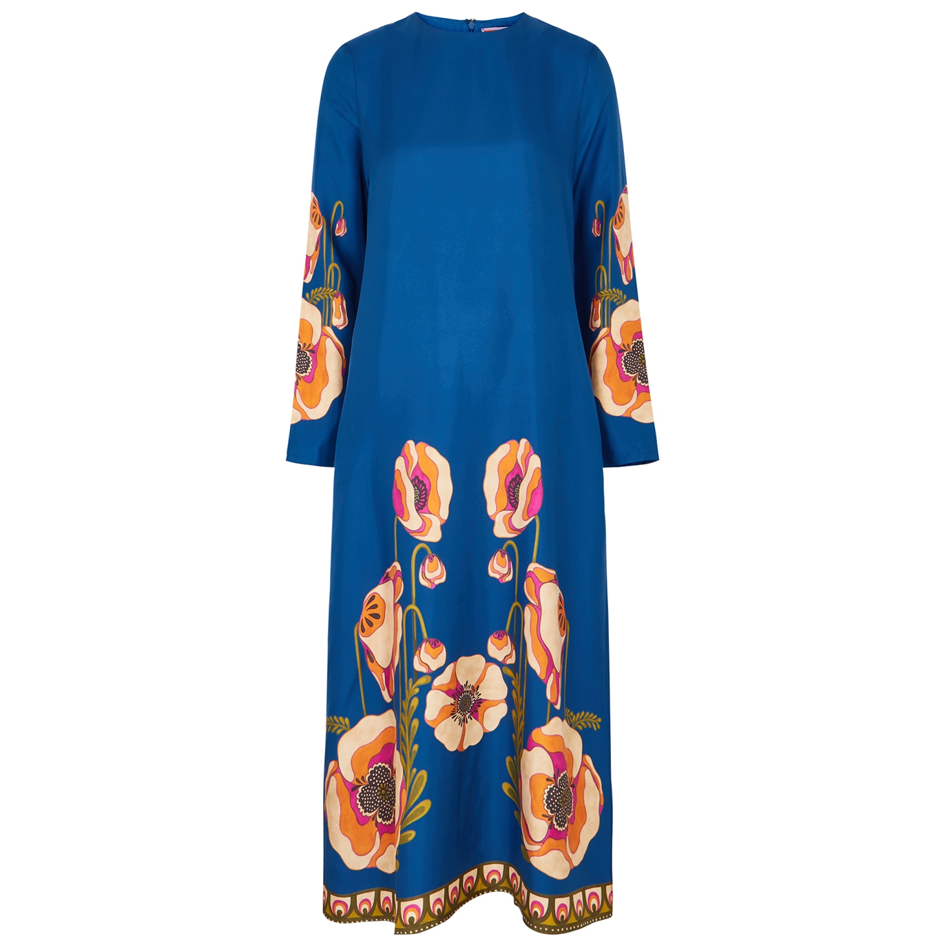 LA Double J Floral-print Silk-twill Maxi Dress - Blue - L