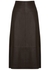 Dark brown leather midi skirt - Vince