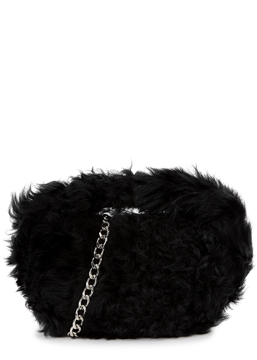 Baby Cush black shearling top handle bag