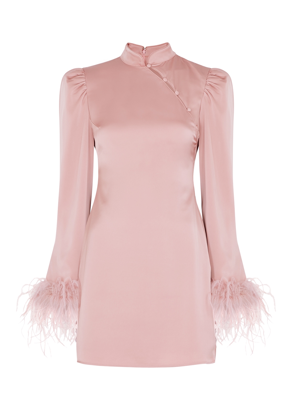 De La Vali Limousine pink feather-trimmed satin mini dress - Harvey Nichols