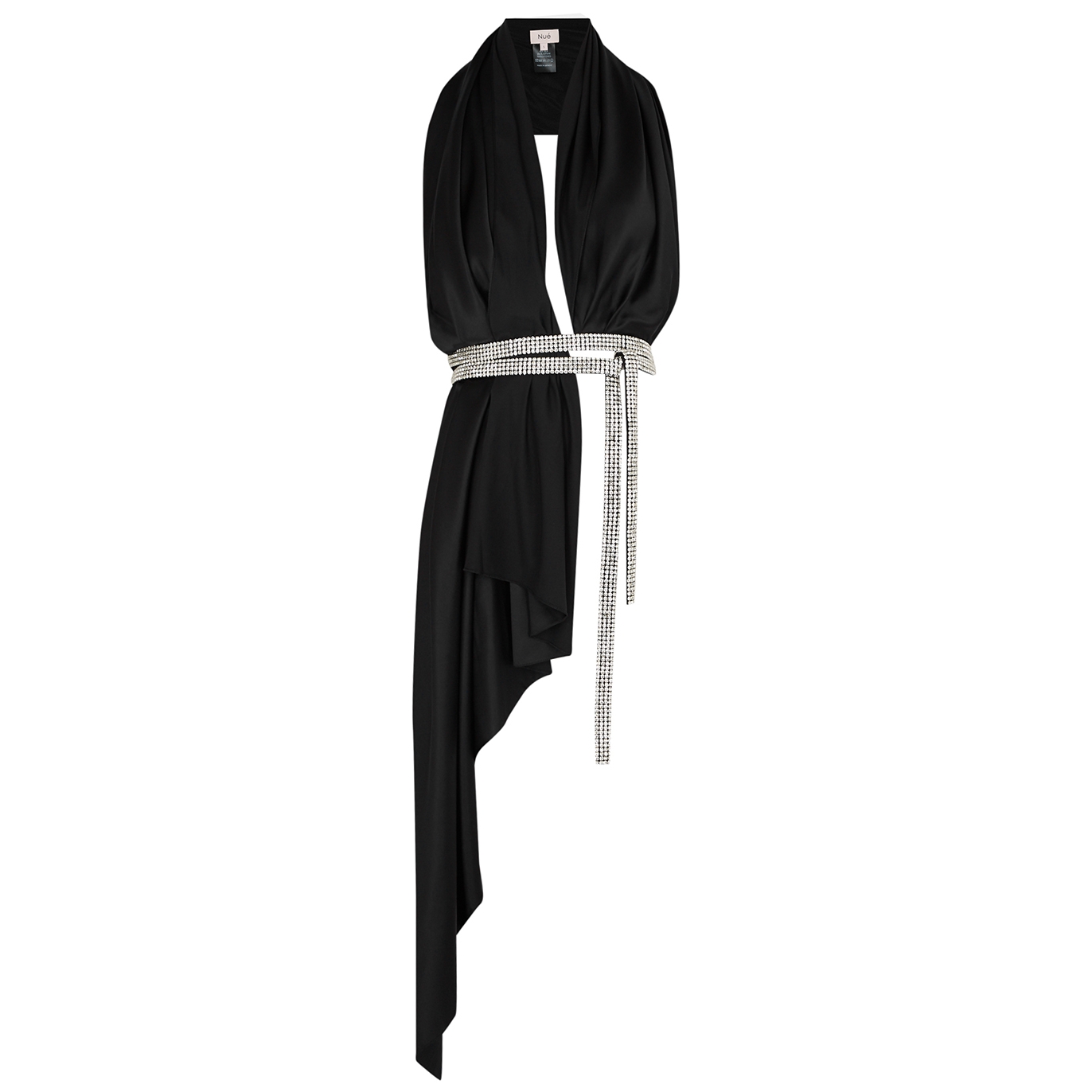 Nue Studio Bianca Black Stretch-silk Satin Wrap Top - One Size