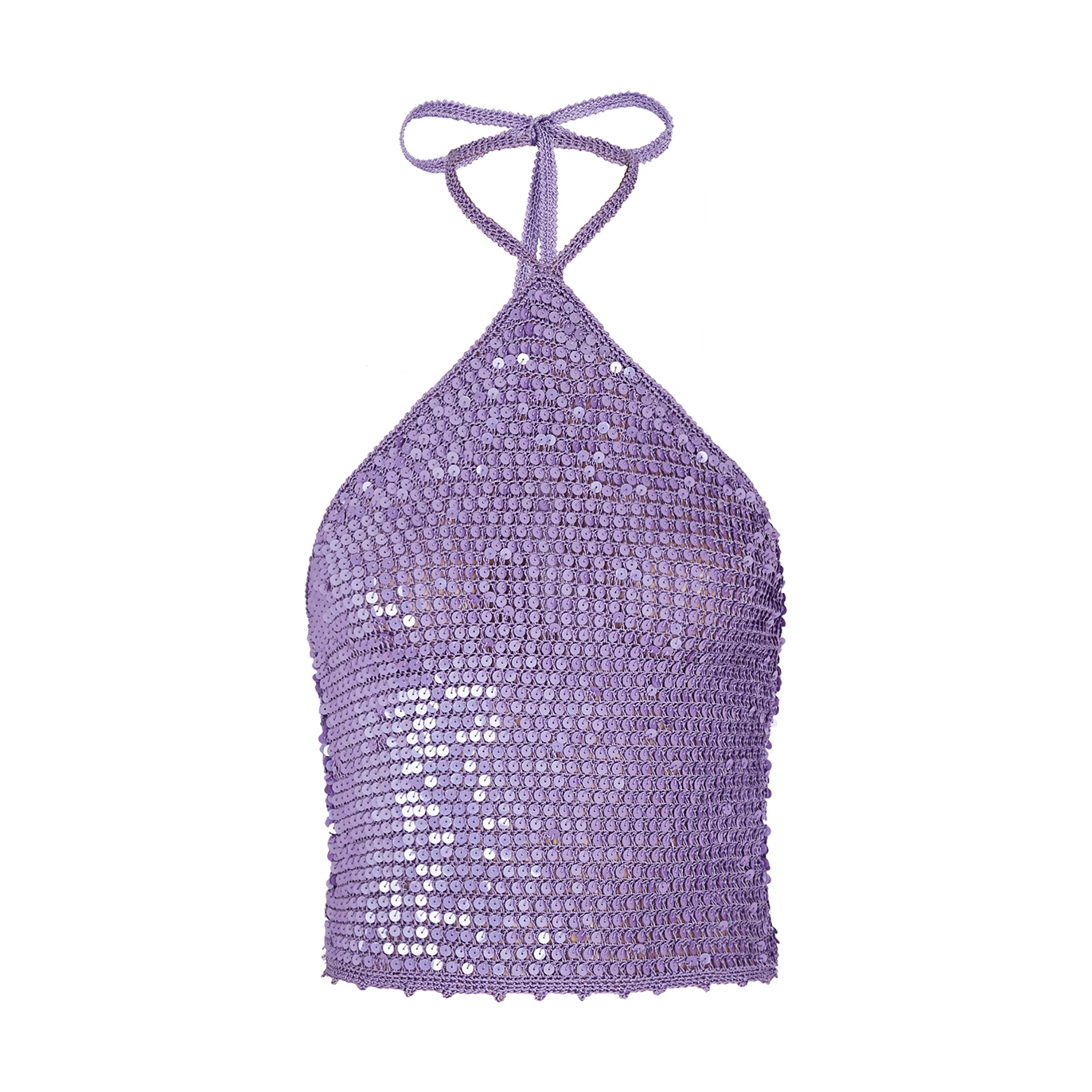 Retrofête Shani Purple Embellished Crochet-knit Top - Lilac - M/L