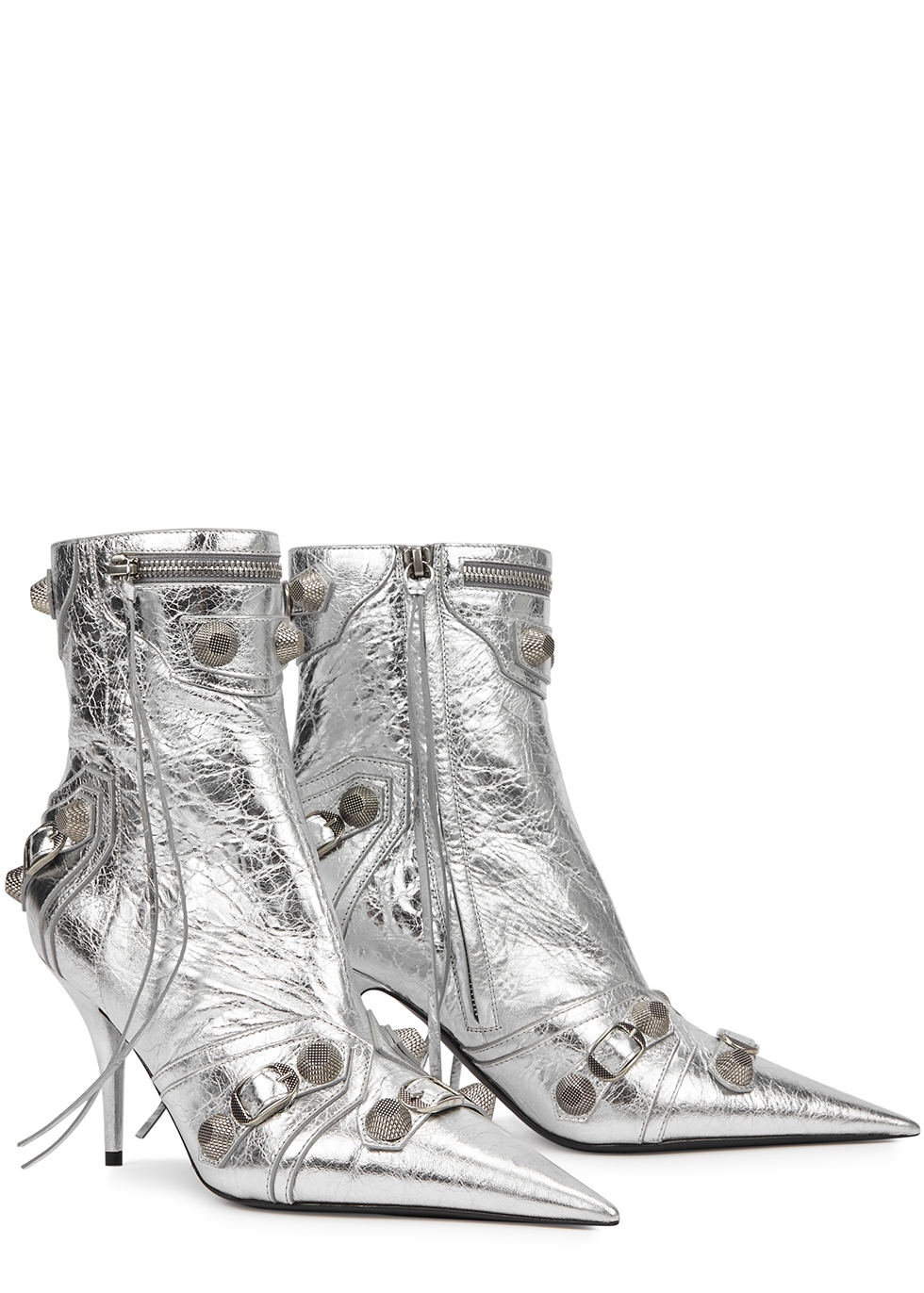 Silver Cagole heeled ankle boots Balenciaga  Vitkac France