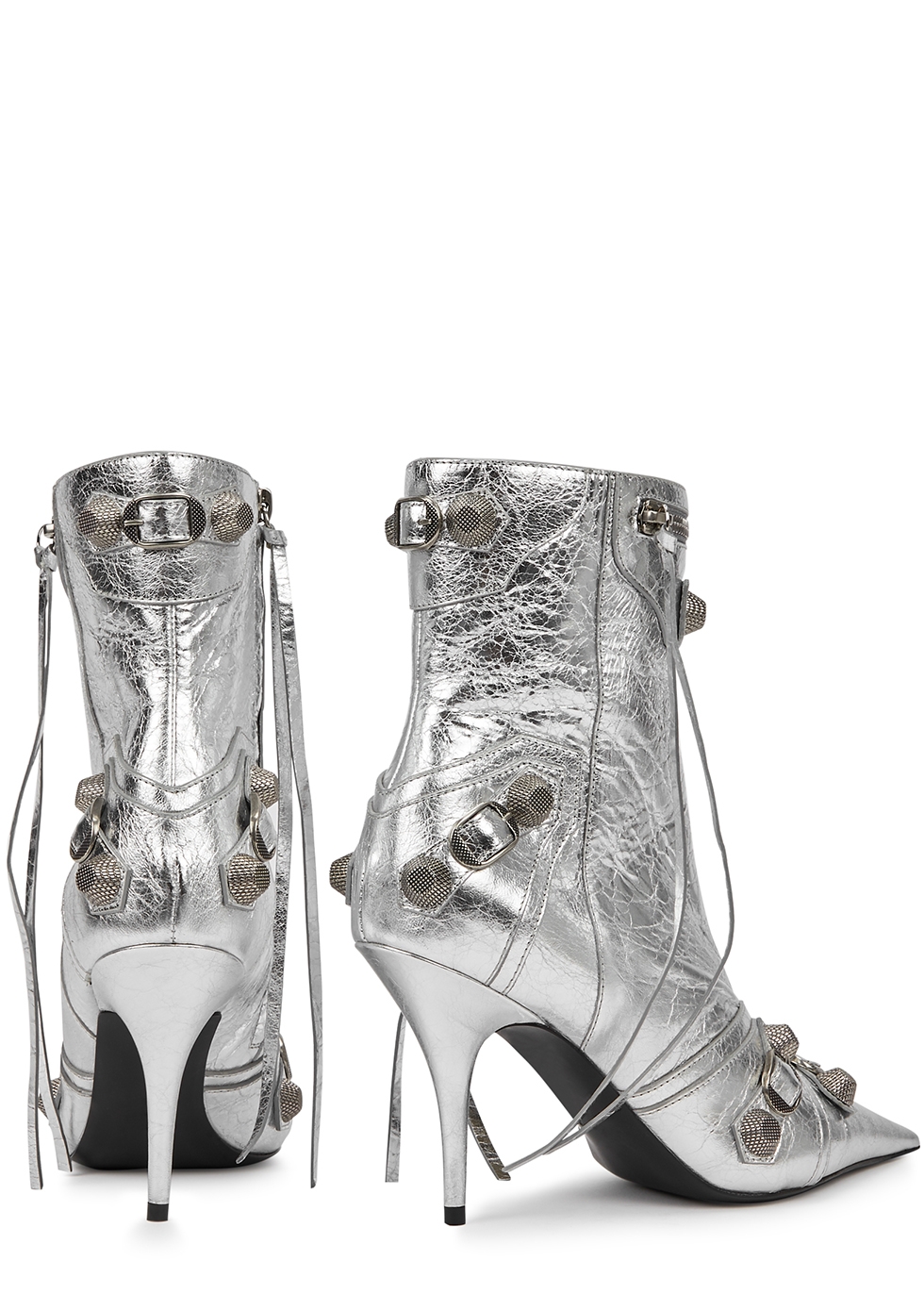 Balenciaga Silver Mirror Heeled OvertheKnee Boots Balenciaga