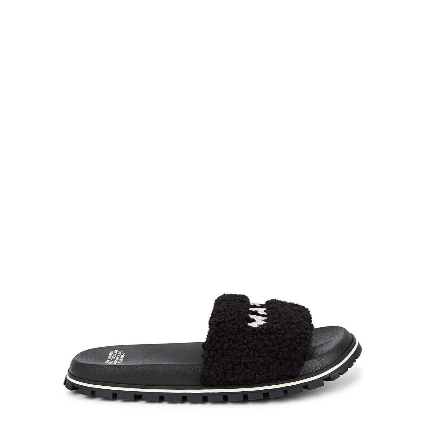 Marc Jacobs The Slide Logo Faux Shearling Sliders
