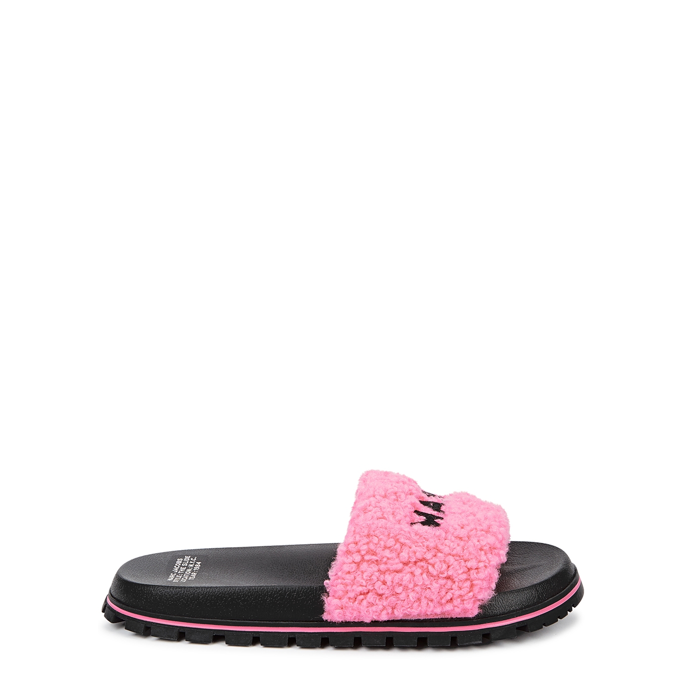 Marc Jacobs The Slide Logo Faux Shearling Sliders