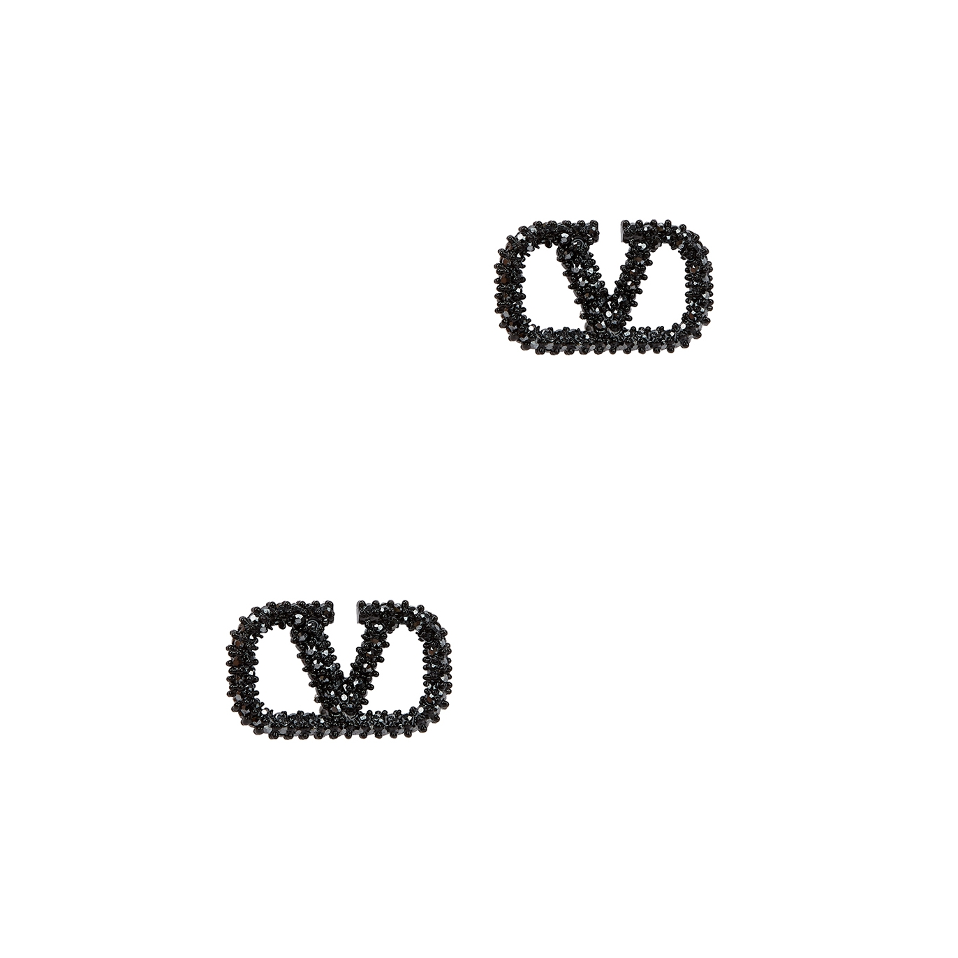 Valentino Valentino Garavani VLogo Crystal-embellished Stud Earrings - Black - One Size