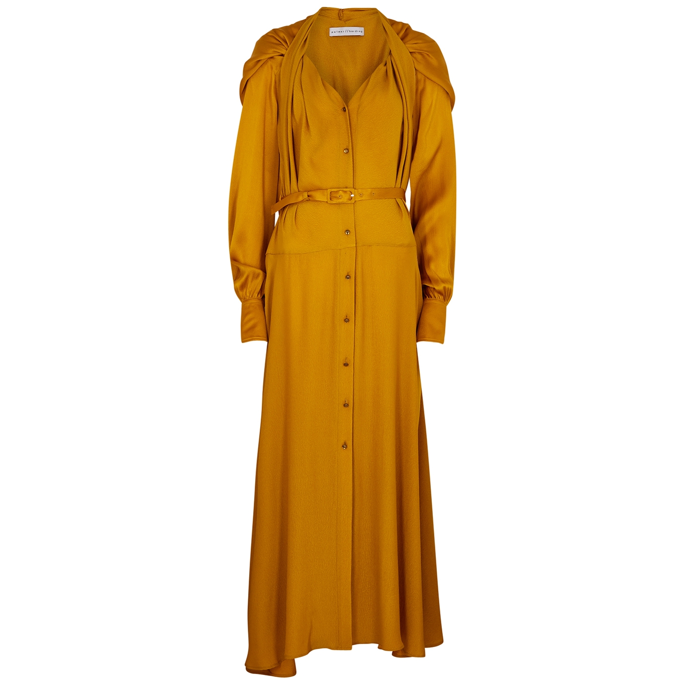 Palmer//harding Orange Twist-effect Hammered Satin Dress - 10