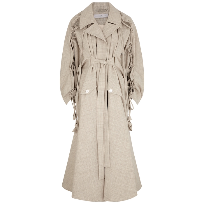 Palmer Harding Palmer//harding Sutured Lace-up Trench Coat In Beige